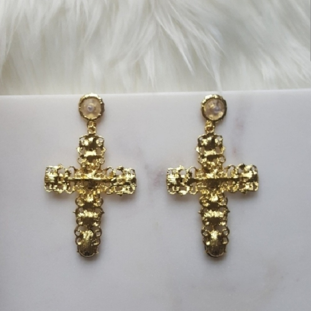 Gold ear crosses DG style earrings - Picture 4 of 4